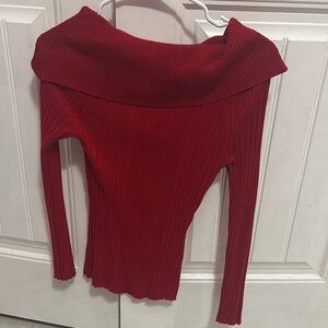 Chic Red Off-Shoulder Sweater